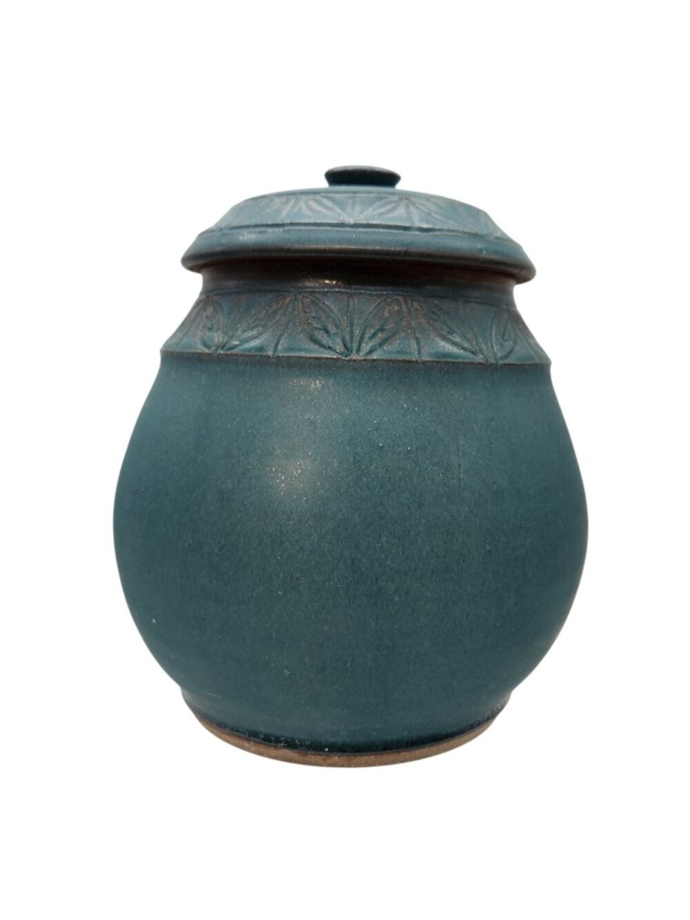 Anne Boisvert Studio Pottery Newport NH Covered Jar Green Stoneware Signed